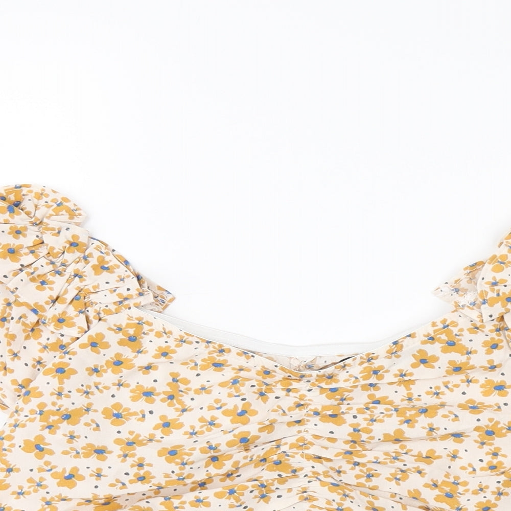 Womens UK Size 10 Boohoo Ivory Cropped T-Shirt