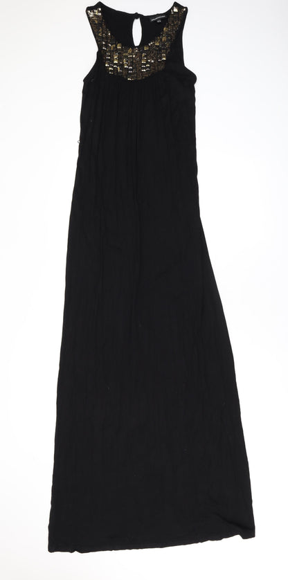 Warehouse Womens Black Viscose Maxi Size 6 Round Neck Pullover