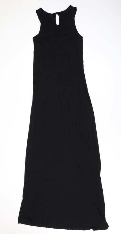 Warehouse Womens Black Viscose Maxi Size 6 Round Neck Pullover