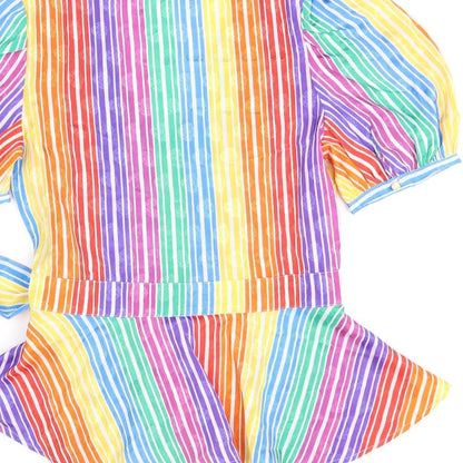 find. Womens Multicoloured Striped Polyester Wrap T-Shirt Size 10 V-Neck