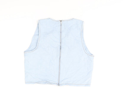 Womens UK Size M Eight Blue Cropped T-Shirt
