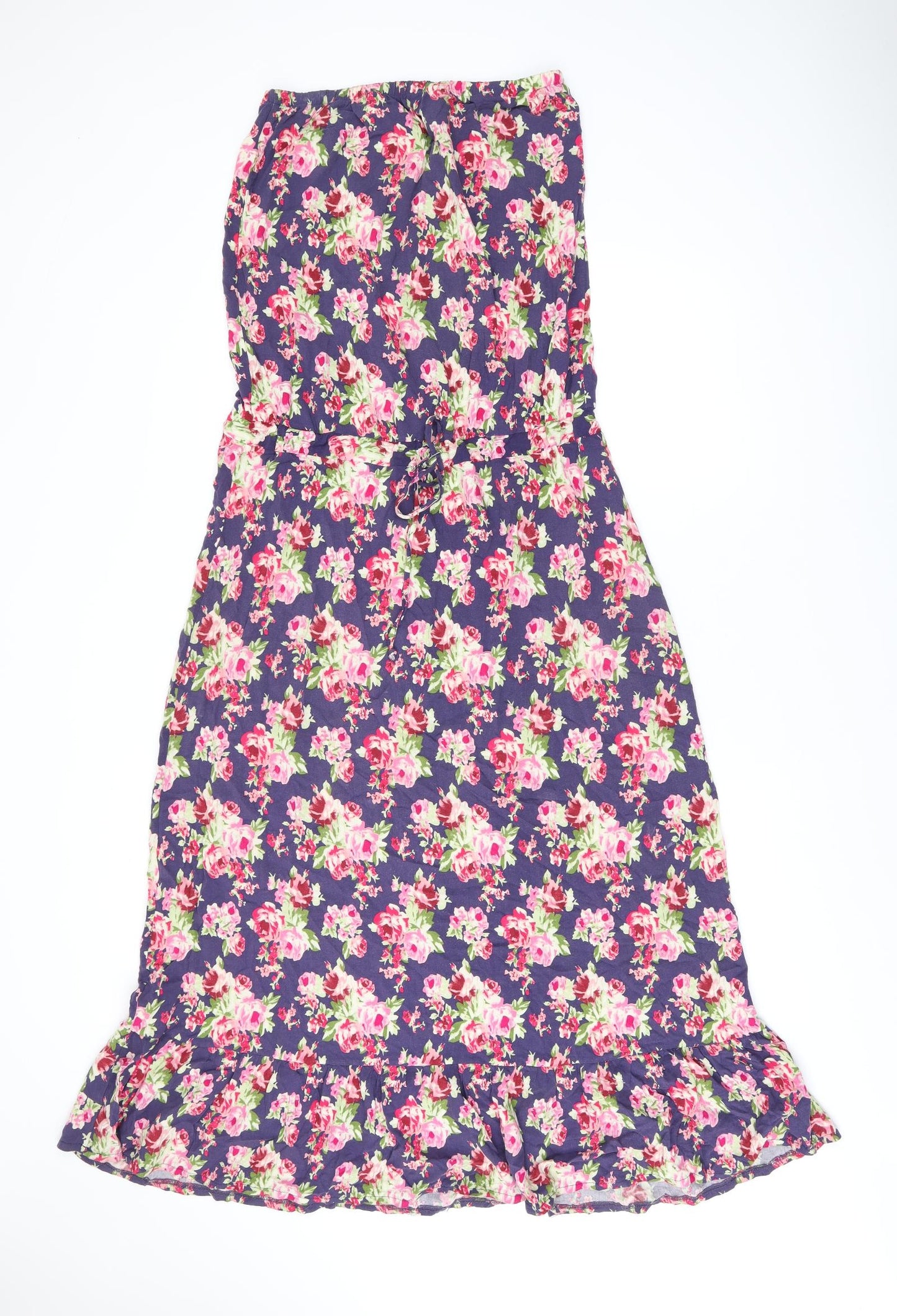 NEXT Womens Purple Floral Viscose Maxi Size 10 Off the Shoulder Drawstring