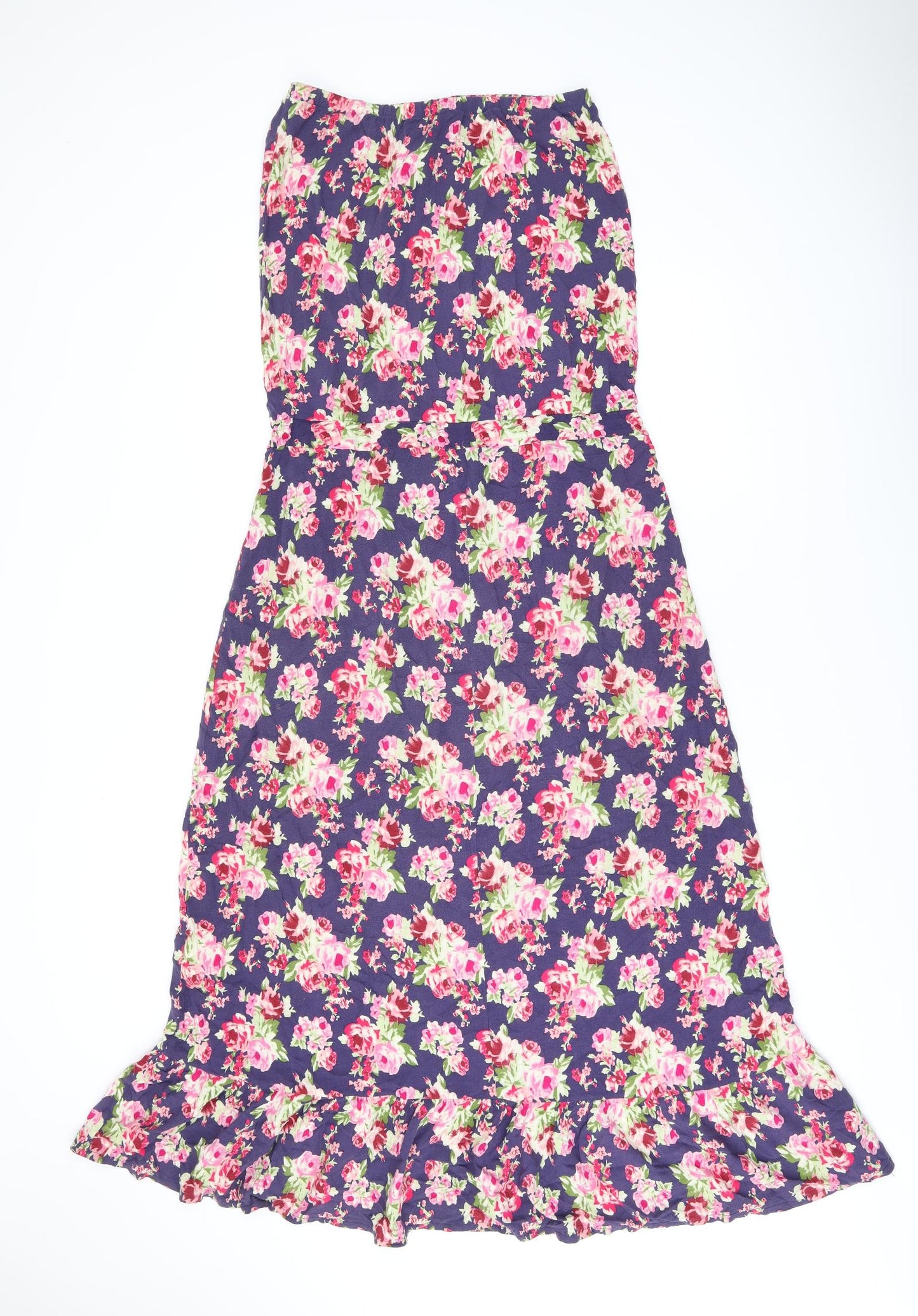 NEXT Womens Purple Floral Viscose Maxi Size 10 Off the Shoulder Drawstring