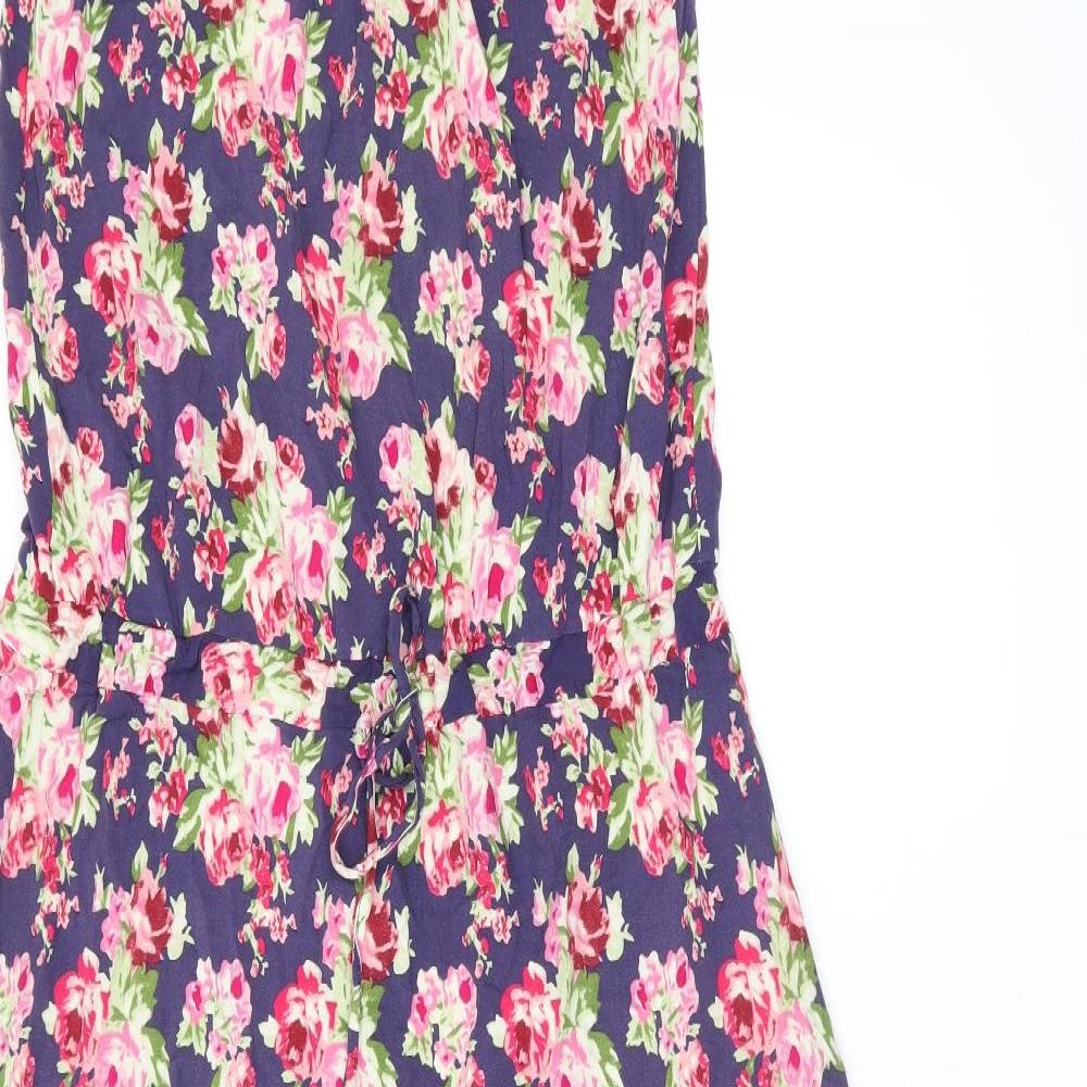 NEXT Womens Purple Floral Viscose Maxi Size 10 Off the Shoulder Drawstring