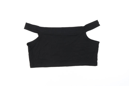 Womens UK Size 16 ASOS Black Cropped T-Shirt
