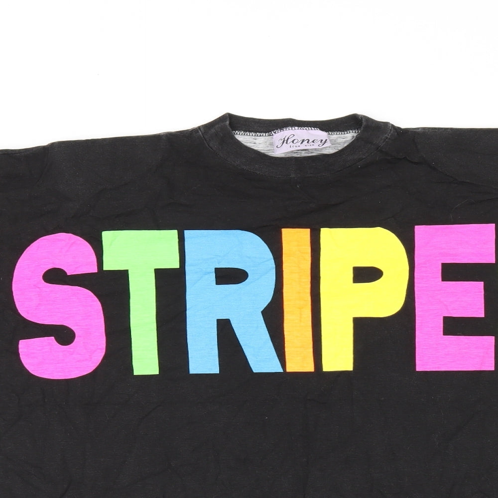 Womens UK Size One Size Honey Black Basic T-Shirt