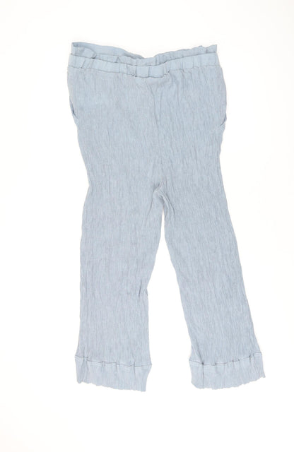 New Look Womens Blue Viscose Cropped Trousers Size 18 L21.5 in Regular Tie
