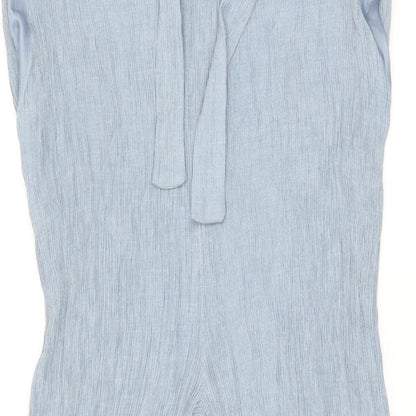 New Look Womens Blue Viscose Cropped Trousers Size 18 L21.5 in Regular Tie