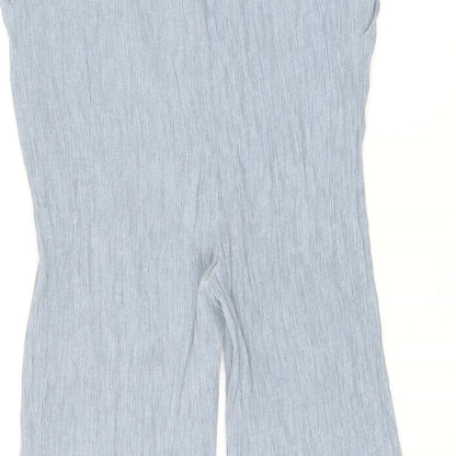 New Look Womens Blue Viscose Cropped Trousers Size 18 L21.5 in Regular Tie