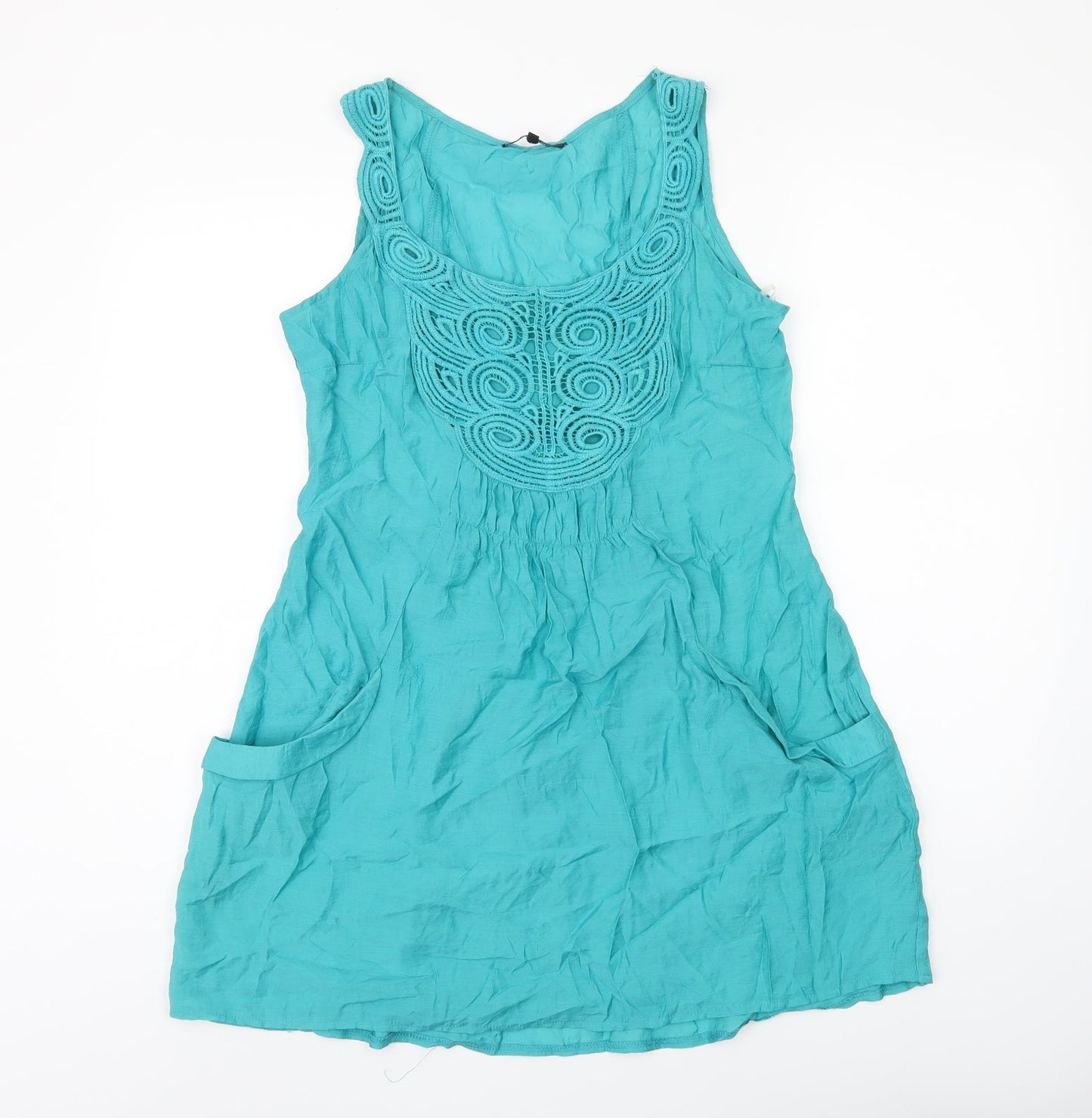 IZABEL Womens Blue Polyester Basic T-Shirt Size M Scoop Neck