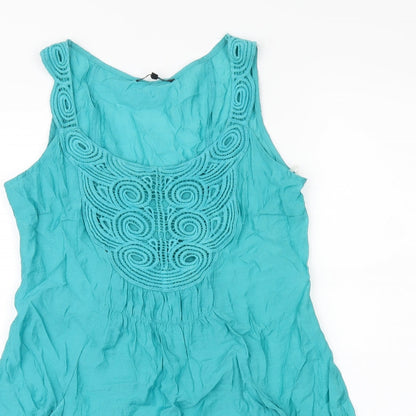 IZABEL Womens Blue Polyester Basic T-Shirt Size M Scoop Neck