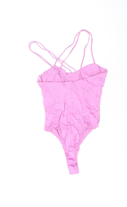 Zara Womens Purple Viscose Bodysuit One-Piece Size XS Zip