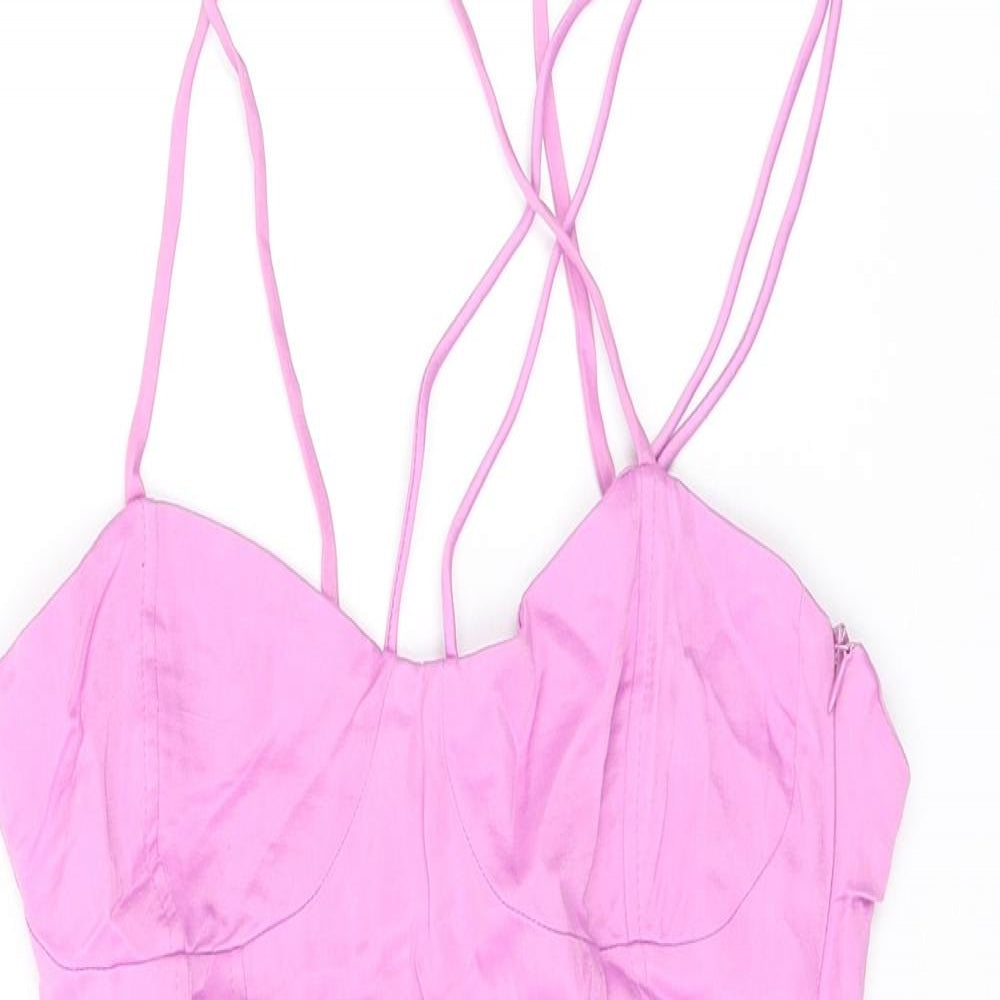 Zara Womens Purple Viscose Bodysuit One-Piece Size XS Zip