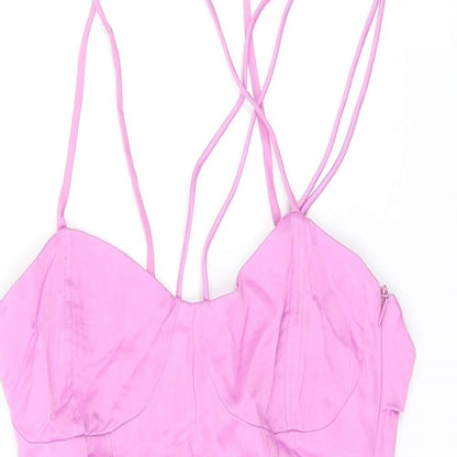 Zara Womens Purple Viscose Bodysuit One-Piece Size XS Zip