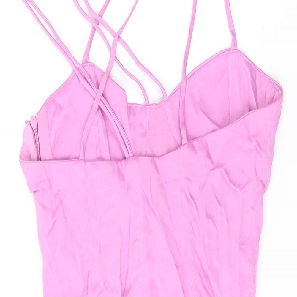 Zara Womens Purple Viscose Bodysuit One-Piece Size XS Zip