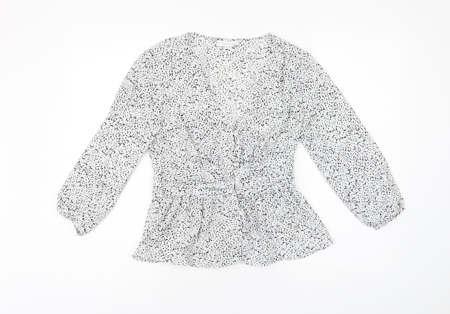 Womens UK Size 8 Topshop White Basic Button-Up