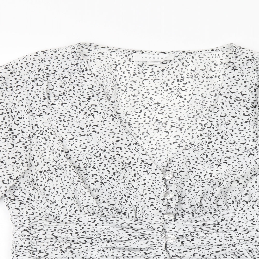 Womens UK Size 8 Topshop White Basic Button-Up