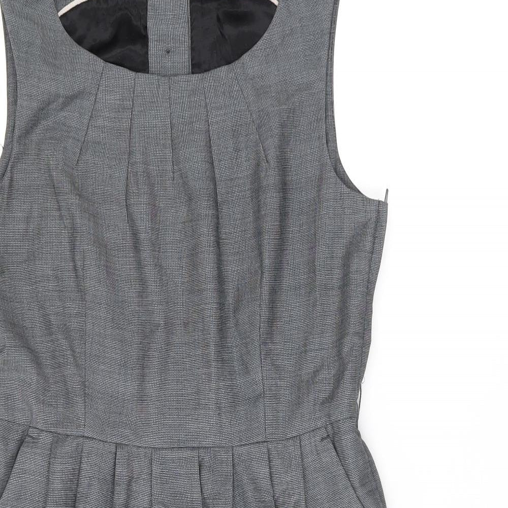 H&M Womens Grey Polyester A-Line Size 14 Round Neck Zip