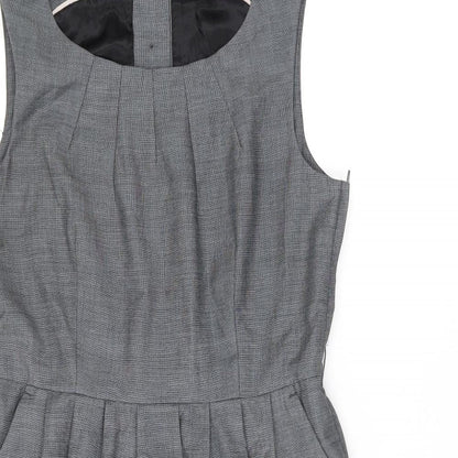 H&M Womens Grey Polyester A-Line Size 14 Round Neck Zip