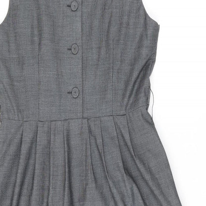 H&M Womens Grey Polyester A-Line Size 14 Round Neck Zip