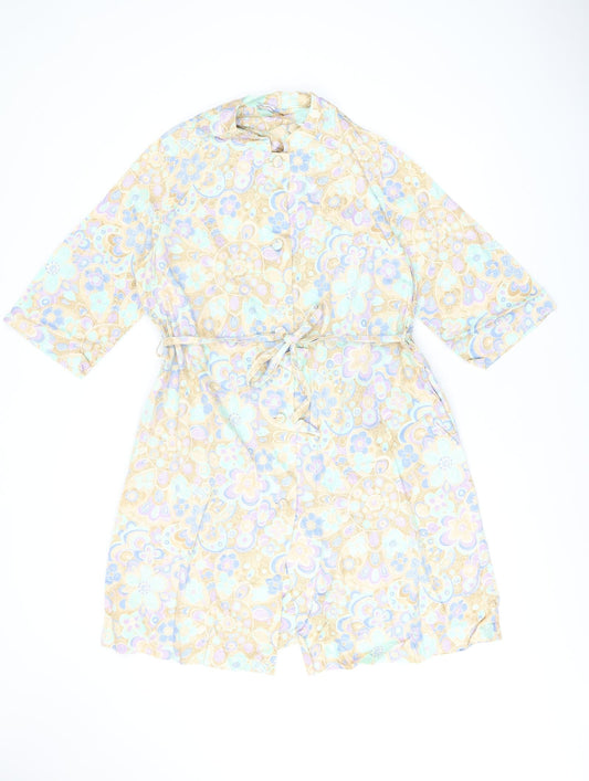St Michael Womens Multicoloured Floral Polyester A-Line Size 10 Round Neck Button - Size 10/12