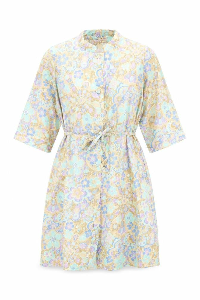 St Michael Womens Multicoloured Floral Polyester A-Line Size 10 Round Neck Button - Size 10/12