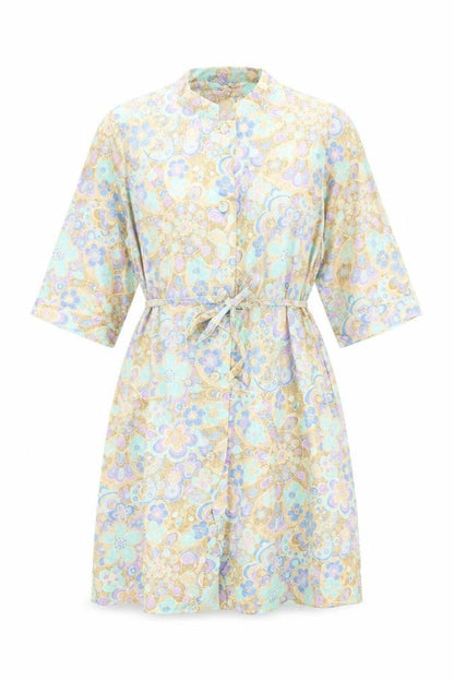 St Michael Womens Multicoloured Floral Polyester A-Line Size 10 Round Neck Button - Size 10/12