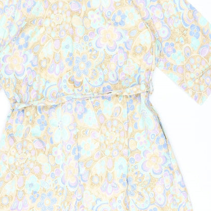 St Michael Womens Multicoloured Floral Polyester A-Line Size 10 Round Neck Button - Size 10/12