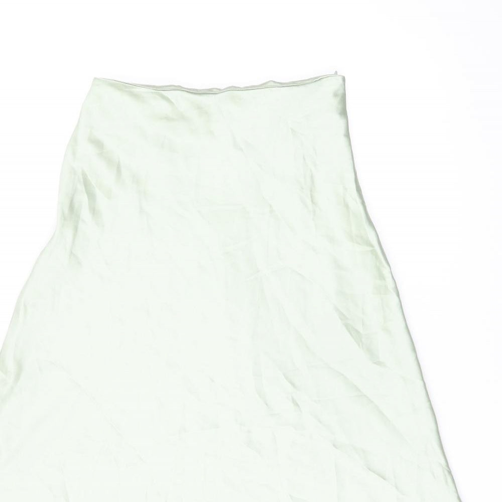 Flounce Womens Green Polyester Flare Skirt Size 6 Zip