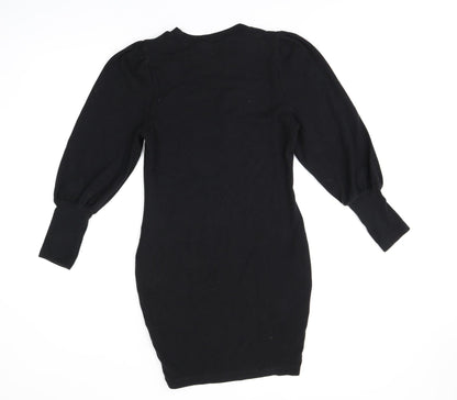 ASOS Womens Black Polyester Bodycon Size 8 Round Neck Pullover