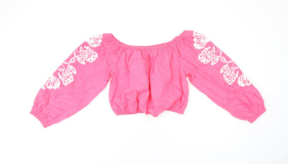 Womens UK Size 14 Marks and Spencer Pink Cropped T-Shirt