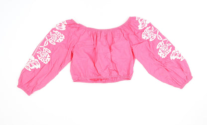 Womens UK Size 14 Marks and Spencer Pink Cropped T-Shirt