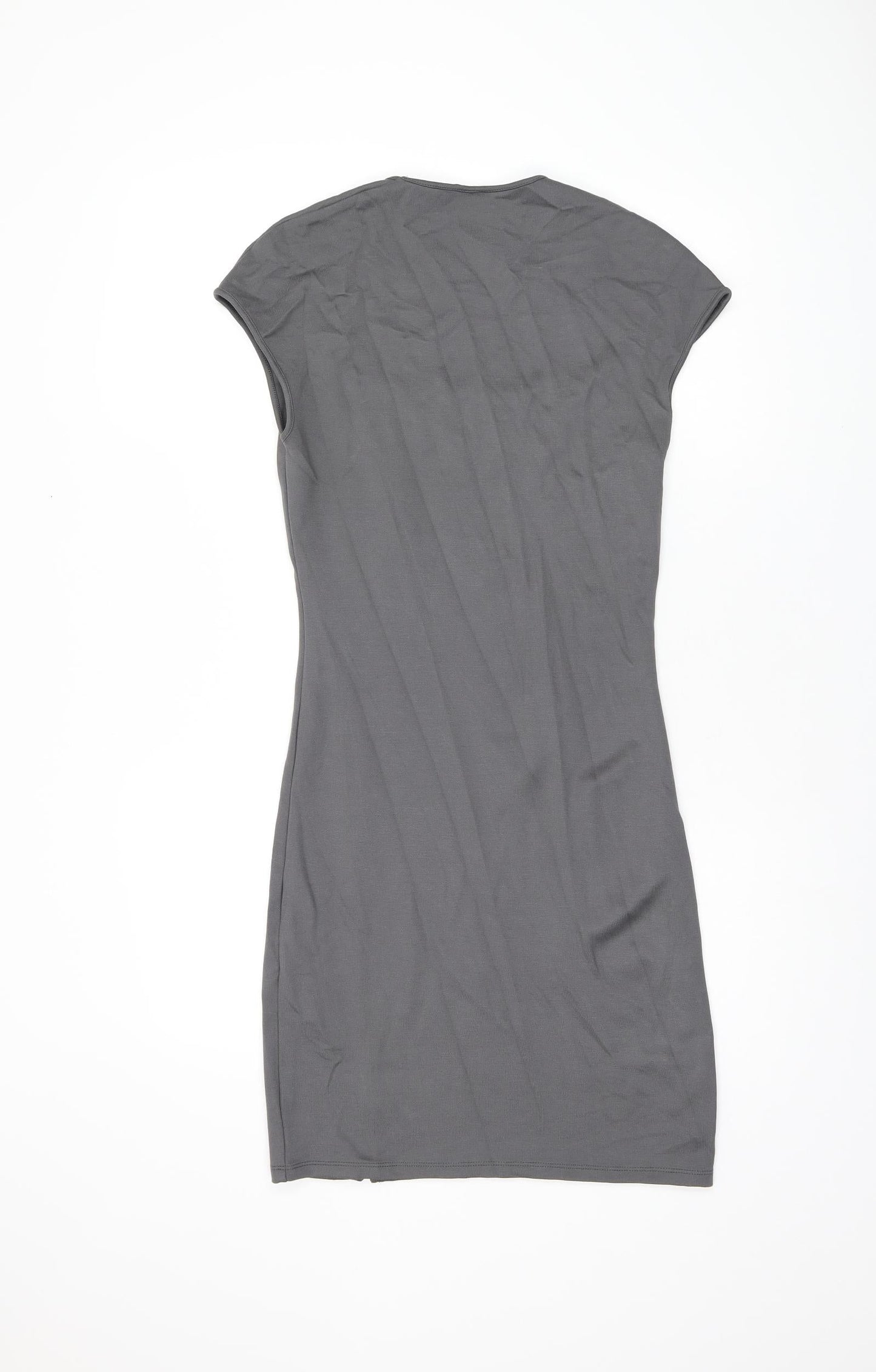 H&M Womens Grey Viscose Bodycon Size M Square Neck Pullover