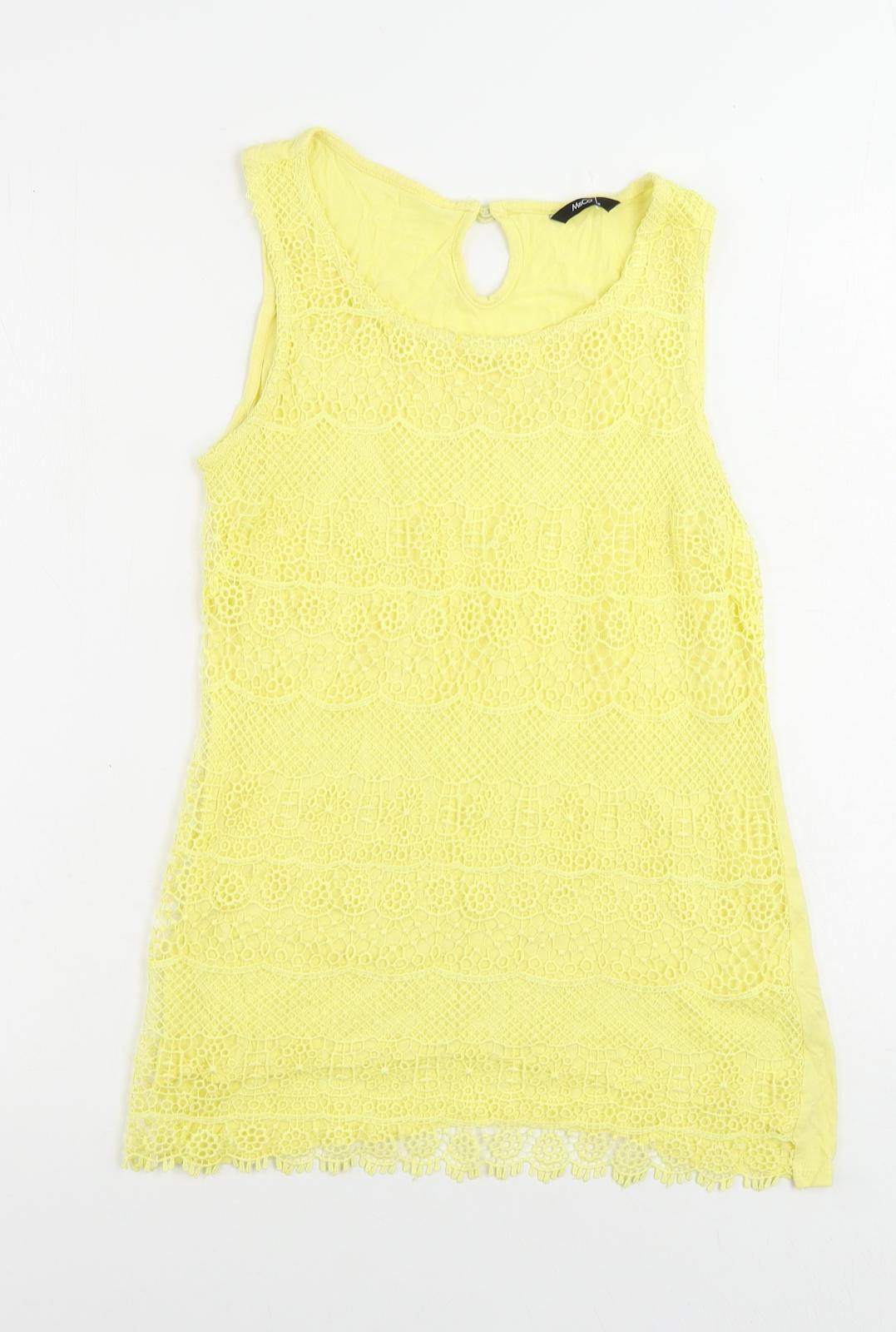 Womens UK Size 8 M&Co Yellow Basic Tank