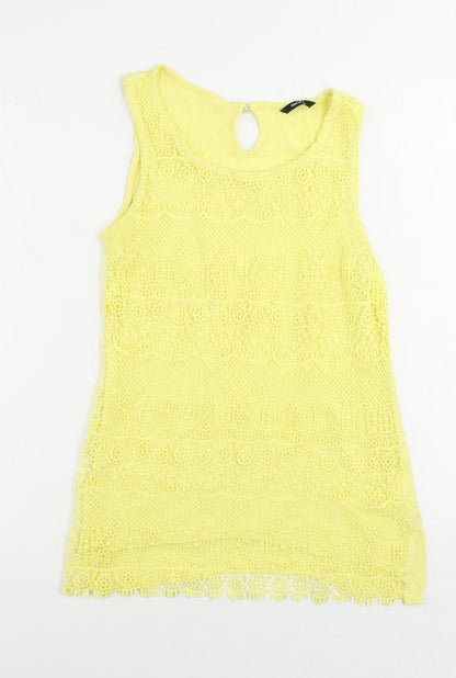 Womens UK Size 8 M&Co Yellow Basic Tank