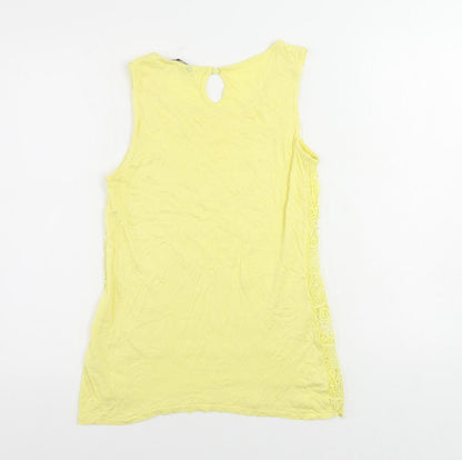 Womens UK Size 8 M&Co Yellow Basic Tank