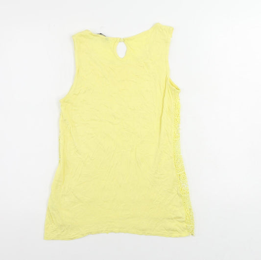 Womens UK Size 8 M&Co Yellow Basic Tank