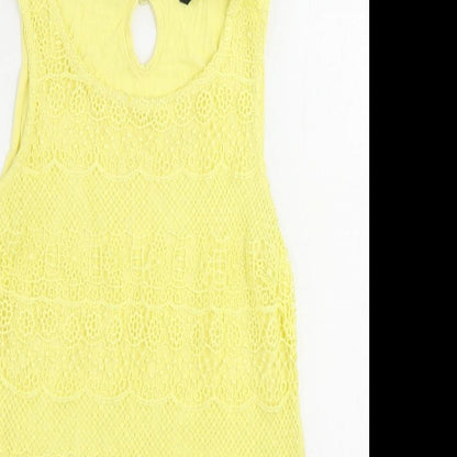 Womens UK Size 8 M&Co Yellow Basic Tank