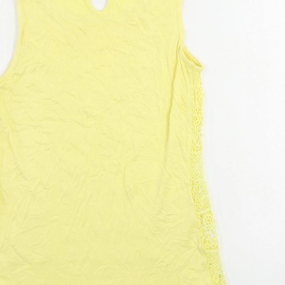 Womens UK Size 8 M&Co Yellow Basic Tank