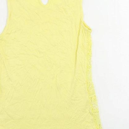 Womens UK Size 8 M&Co Yellow Basic Tank