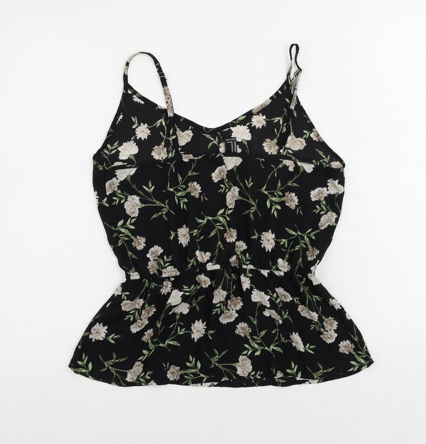 FOREVER 21 Womens Black Floral Polyester Camisole Tank Size M V-Neck