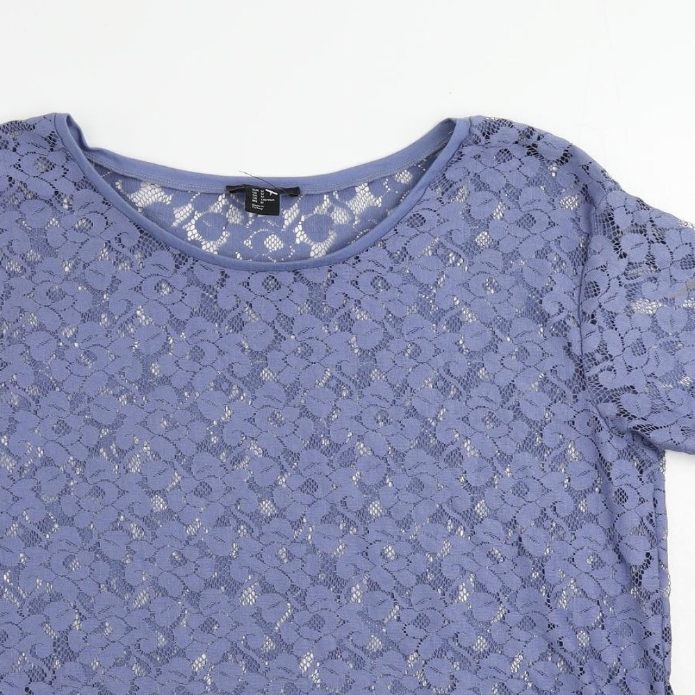 Womens UK Size M H&M Blue Basic T-Shirt