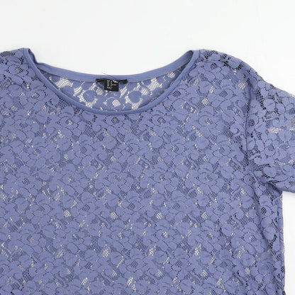 Womens UK Size M H&M Blue Basic T-Shirt