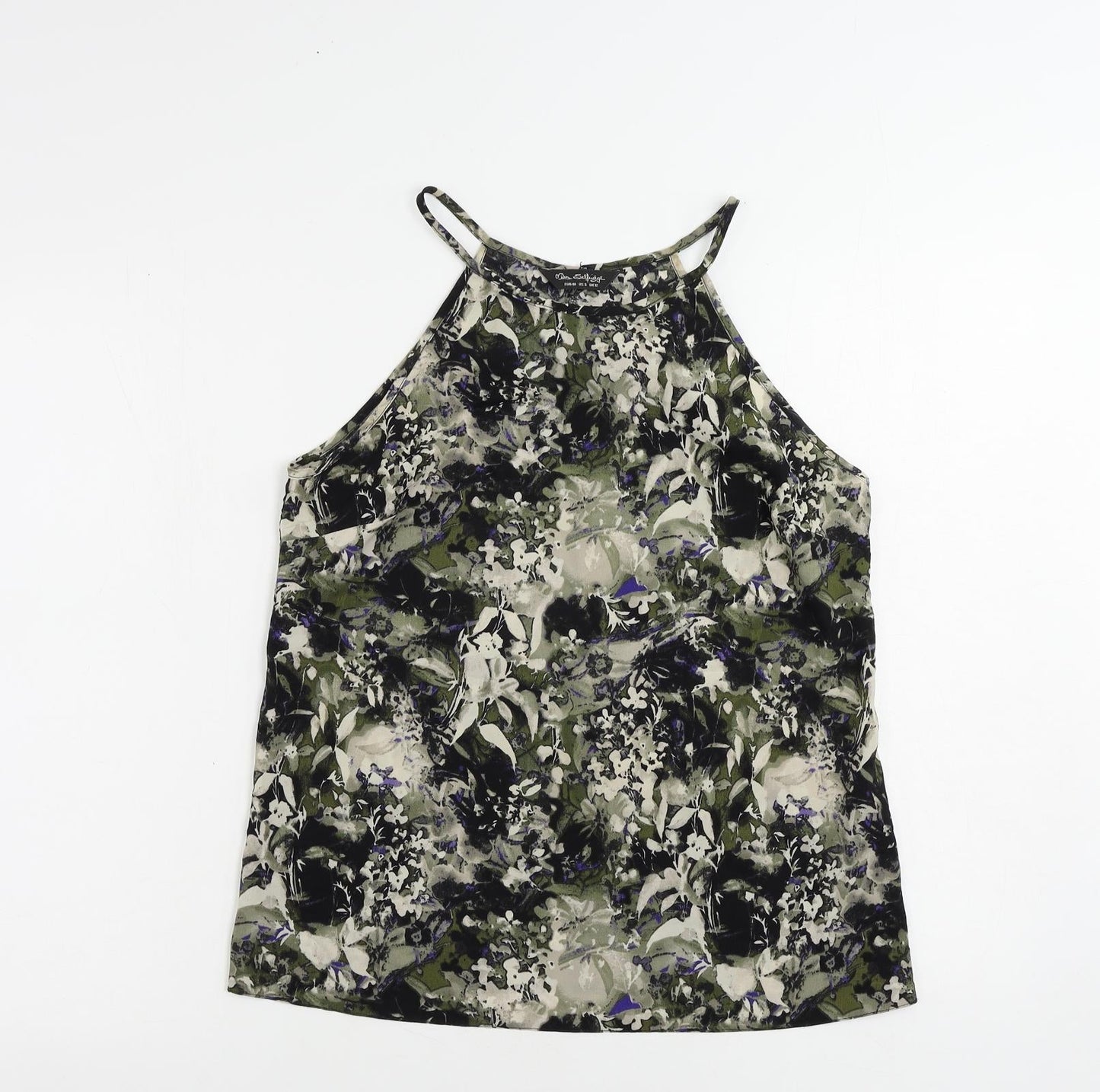 Miss Selfridge Womens Black Geometric Polyester Camisole Tank Size 12 Round Neck