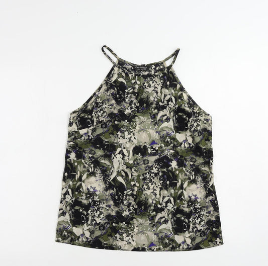 Miss Selfridge Womens Black Geometric Polyester Camisole Tank Size 12 Round Neck