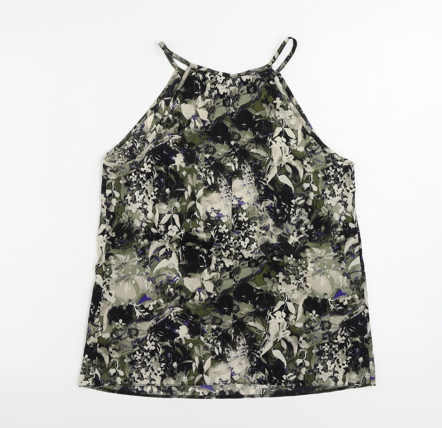 Miss Selfridge Womens Black Geometric Polyester Camisole Tank Size 12 Round Neck