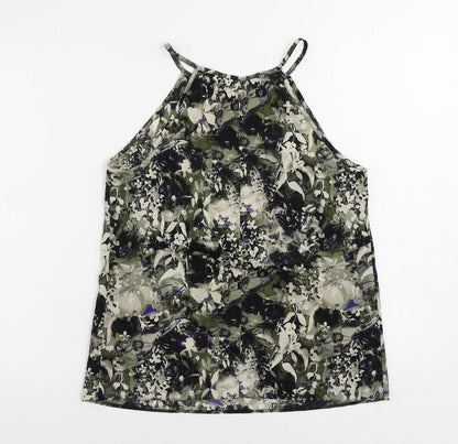 Miss Selfridge Womens Black Geometric Polyester Camisole Tank Size 12 Round Neck