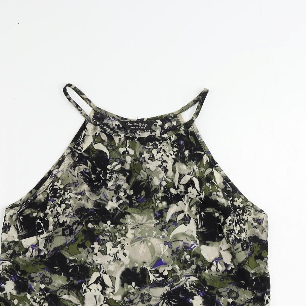 Miss Selfridge Womens Black Geometric Polyester Camisole Tank Size 12 Round Neck