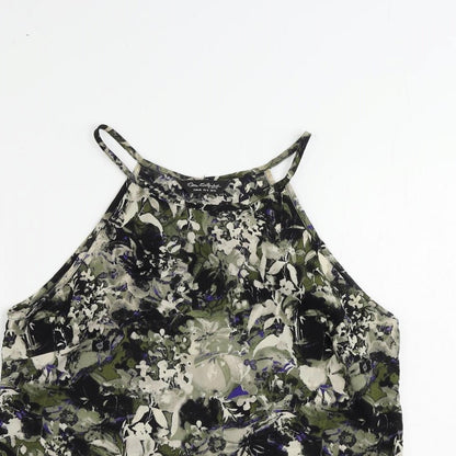 Miss Selfridge Womens Black Geometric Polyester Camisole Tank Size 12 Round Neck