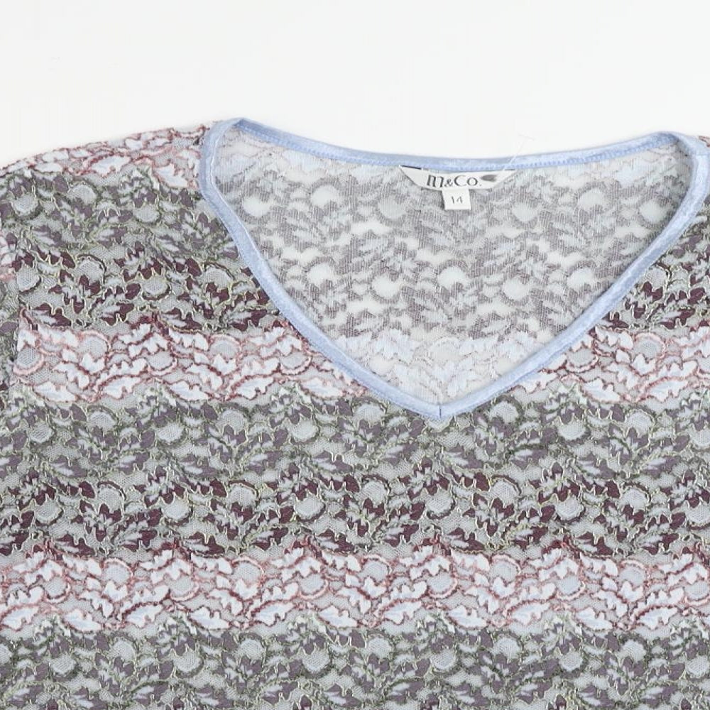 Womens UK Size 14 M&Co Multicoloured Basic Blouse